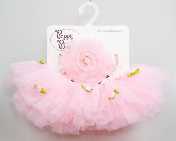 BABY ROSE TODDLER TUTU HEADBAND SET - Light Pink