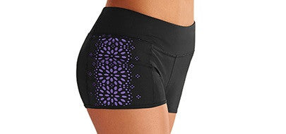 Leo Laser Cut Side Panel Short - Black with Purple LC181S
