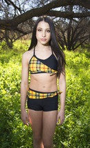 SADIE JANE YELLOW PLAID AND BLACK BRA TOP