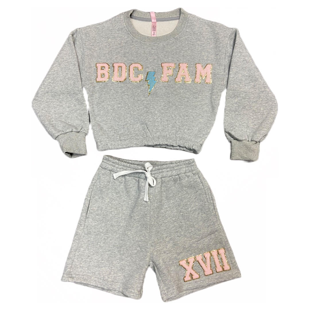 2023 NEW BDC Patchwork Shorts & Sweatshirt Set (Black or Grey- Youth & Adult)