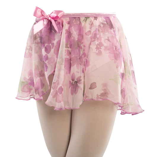 Mock wrap print skirt