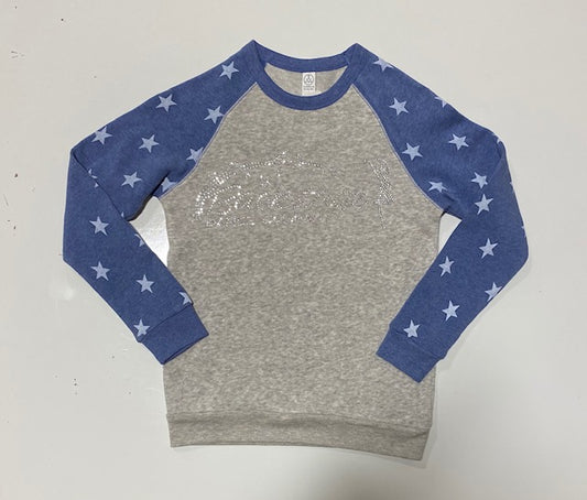 Blue/Grey Star Rhinestoned Sweatshirt (youth)
