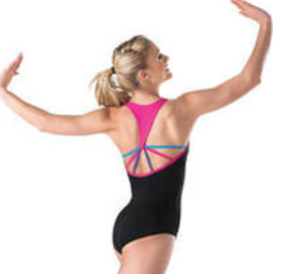 Balera Adult Black Leotard w/ Pink Trim