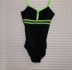 Balera Leotard Black w/ Lime Green Trim