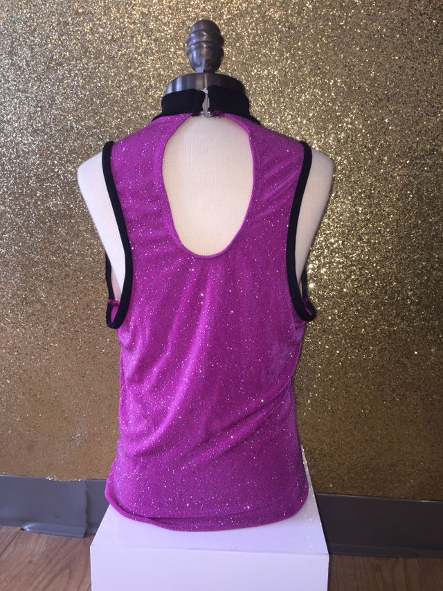 Glitter Sleeveless Shirt with Keyhole Back