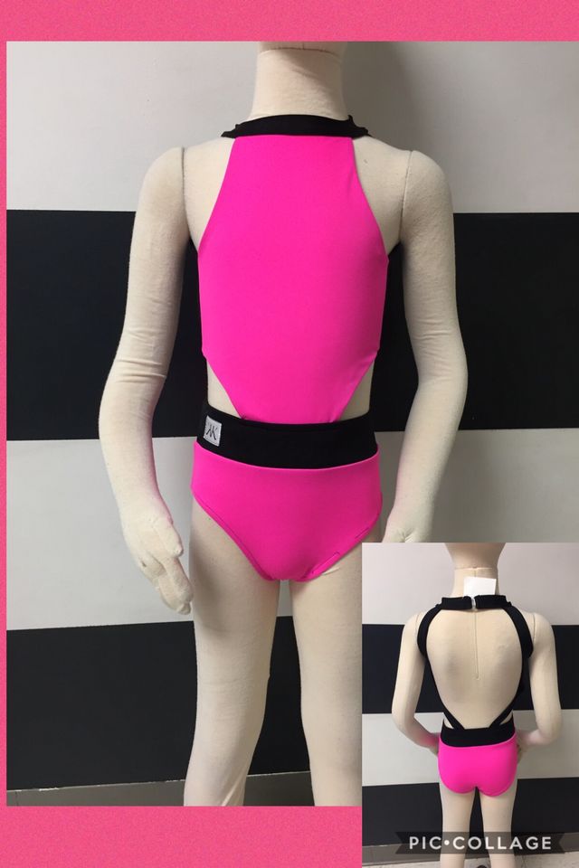 Pink and Black Cut-Out Leotard