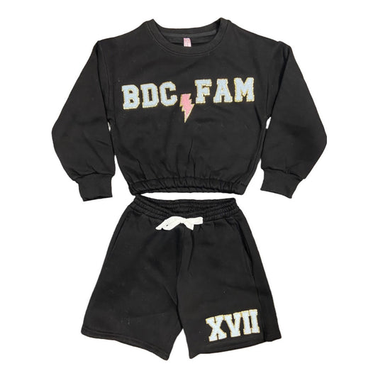 2023 NEW BDC Patchwork Shorts & Sweatshirt Set (Black or Grey- Youth & Adult)