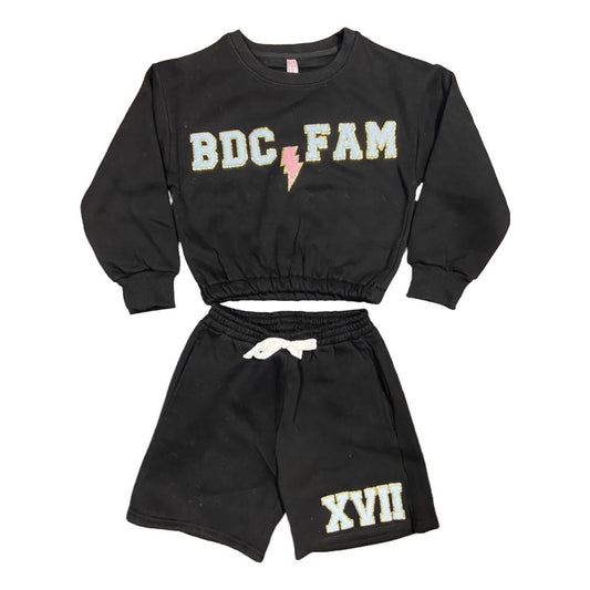 BDC Patchwork Shorts & Sweatshirt Set (Black or Grey- Youth)